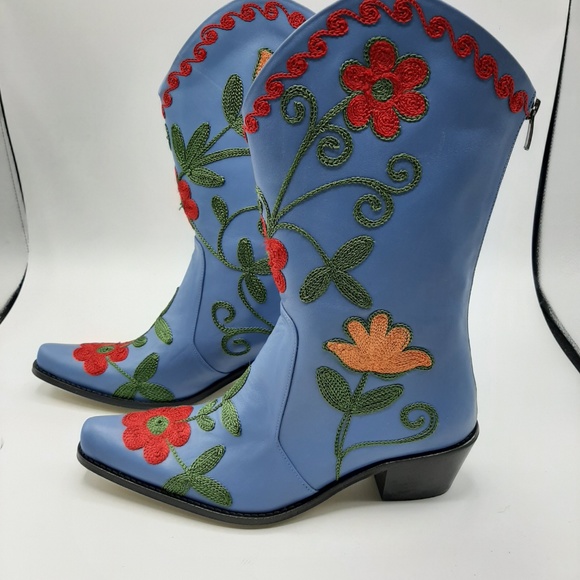 Iris Mid-Calf Embroidered Boot | Stetson Leather Cowboy Boots, Mid-Calf Western Boots